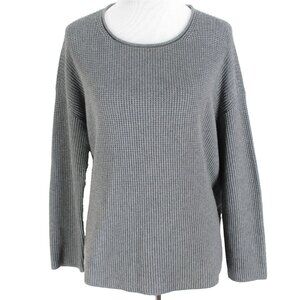 Eileen Fisher Sweater Womens Size M Gray Organic Cotton Drop Shoulder Pullover